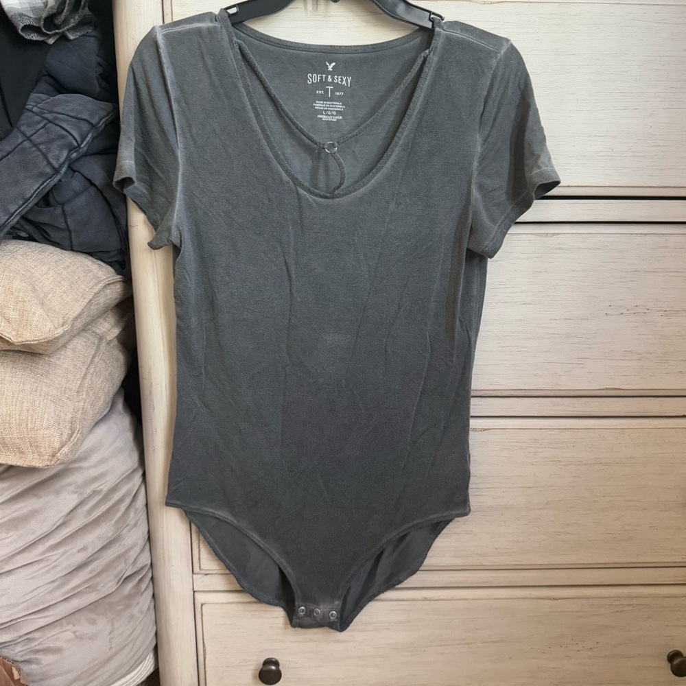 American Eagle Outfitters Soft & Sexy Gray Bodysuit